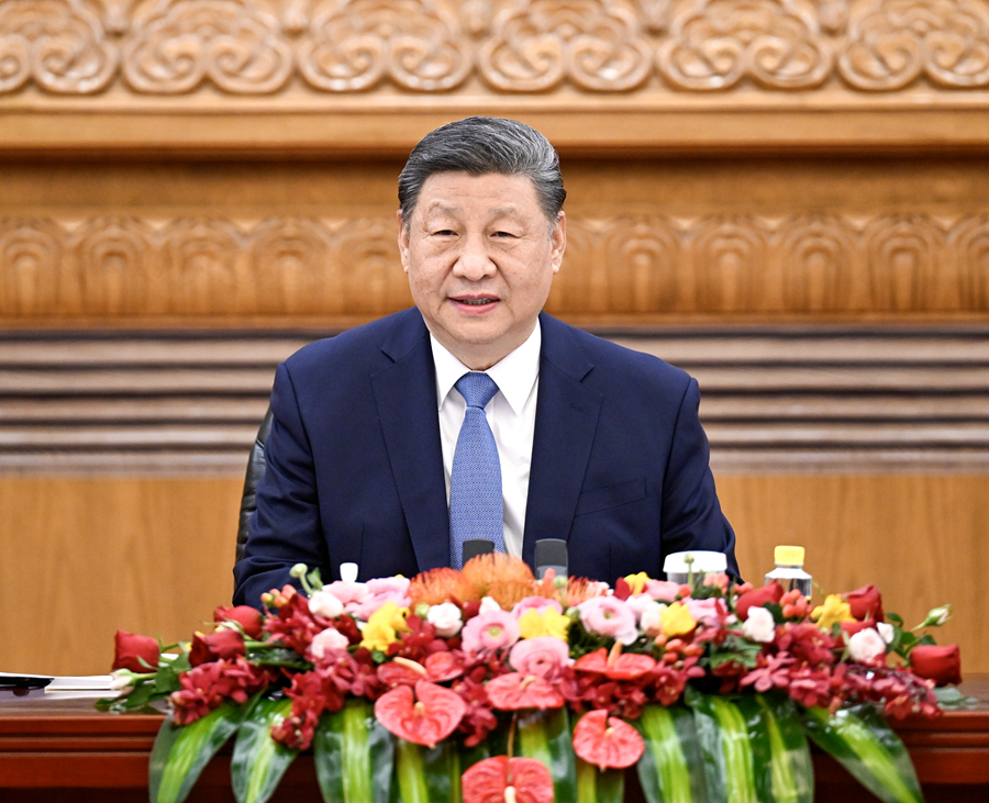 3月28日上午，國家主席習近平在北京人民大會堂會見國際工商界代表。
